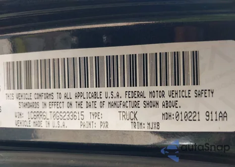 2016 Ram 1500 Lone Star из США, поврежденный, VIN 1C6RR6LT0GS233615